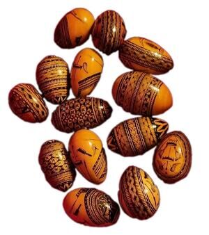 Set 14: Vintage Ukranian Wooden Pysanky Hand Decorated Easter Eggs